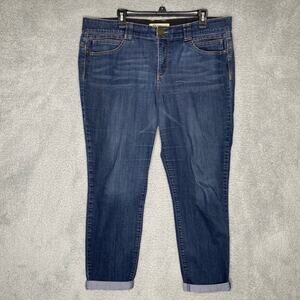 Democracy ab technology medium wash blue jeans stretch 8 cropped cuffed 16